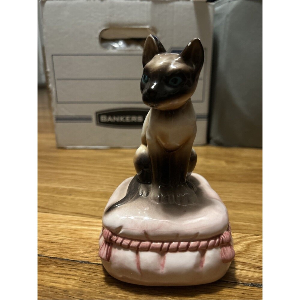 Vtg Siamese Cat Music Box "Memory" Song Blue Eyes MSR Imports Taiwan WORKS!